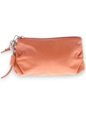 Coach Leather Wristlet Clutch with Hang Tag EUC Tan Orange